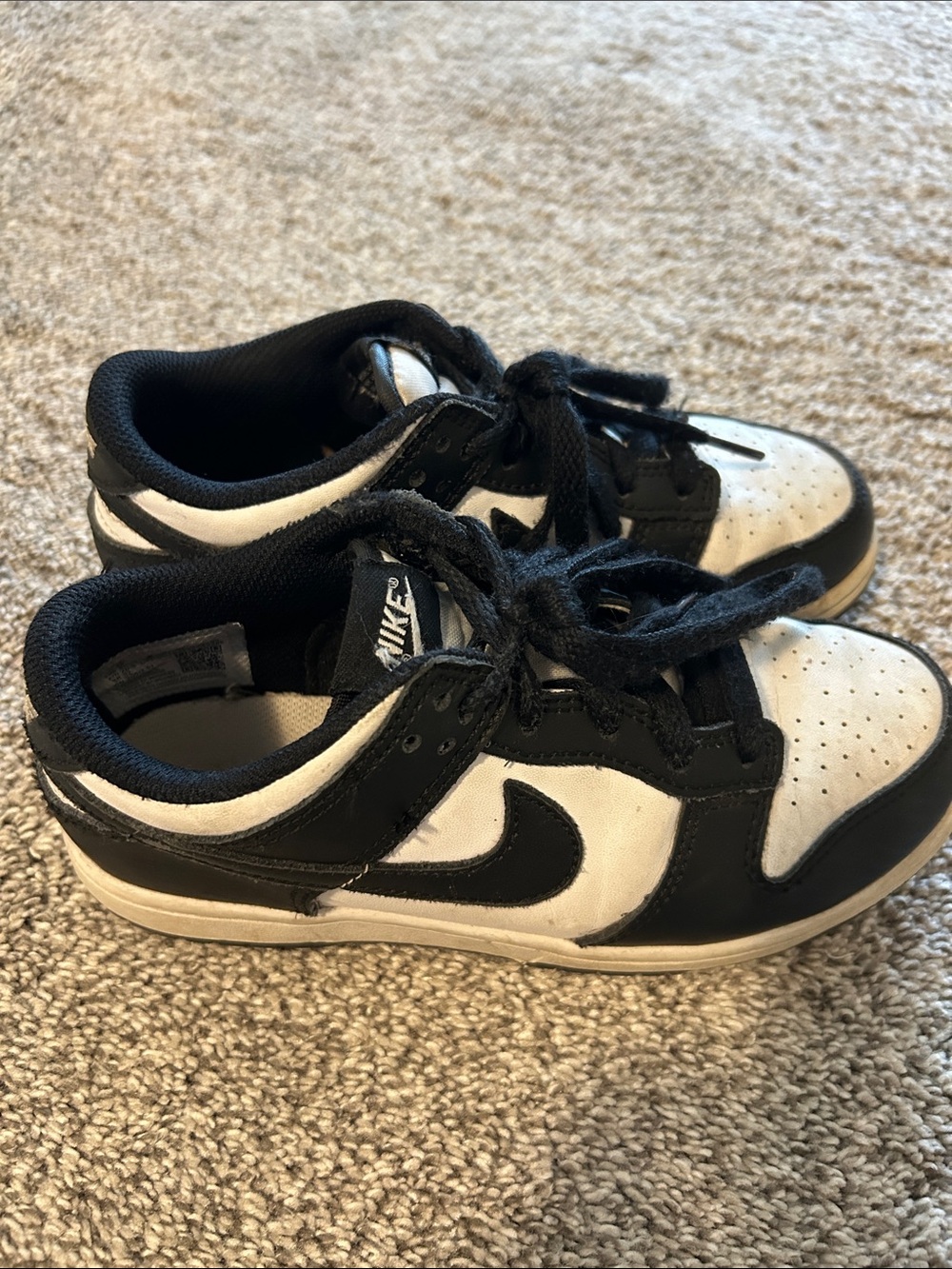 Nike Kids Black and White Low-Top Sneakers with Swoosh